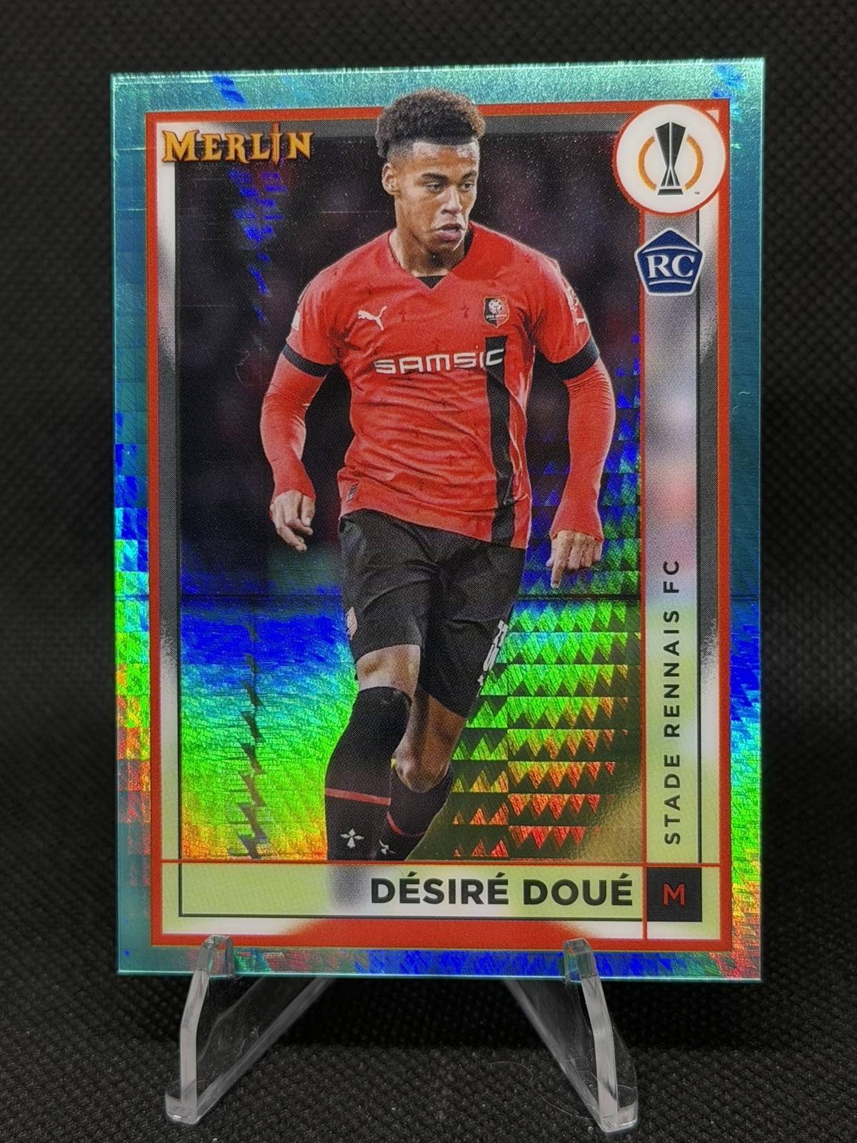 2022-23 Topps Merlin UEFA DESIRE DOUE Aqua Prism Refractor Rookie Card RC #133