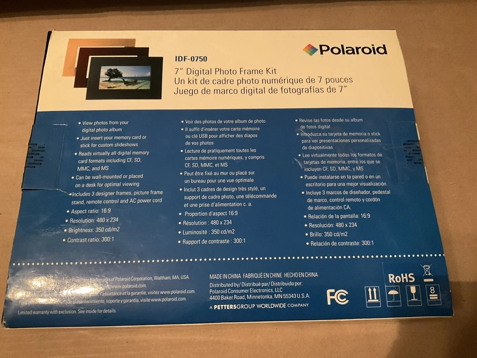 Polaroid 7" Digital Photo Frame Kit Bonus Includes 3 Designer Frames XSA-00750B - Image 2 of 4