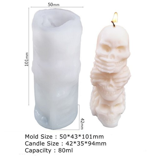 Stampi candele di Halloween teschio silicone fai da te cera stampi sapone resina artigianato nuovi - Foto 25 di 28