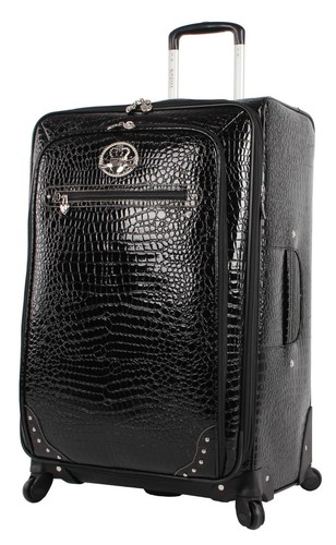 NEW Kathy Van Zeeland Luggage Croco PVC Expandable Spinner Suitcase - Bild 3 von 17