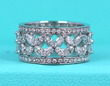 $32500 Tiffany & Co. Victoria Platinum Marquise Round Diamond Band Ring 5.75
