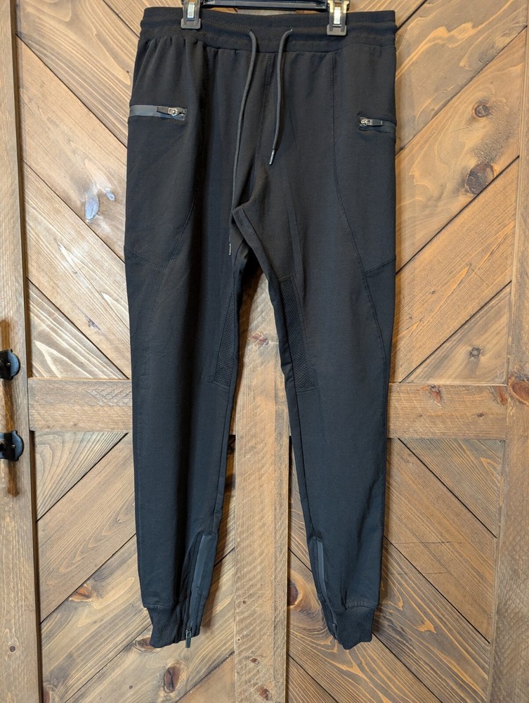 MAIKANONG Mens Small Joggers Sweatpants Black Casual Gym Training