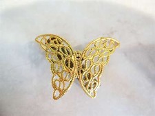 Antique style gold or rose gold butterfly hair clip clamp barrettes set of two 