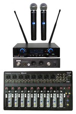 10-Channel USB Stage Bluetooth Mp3 Mixer Karaoke Mixing,UHF Handheld Microphone
