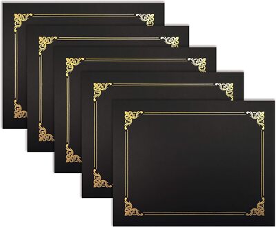Better Office Products 25 Pack Black Certificate Holders, Letter Size, 