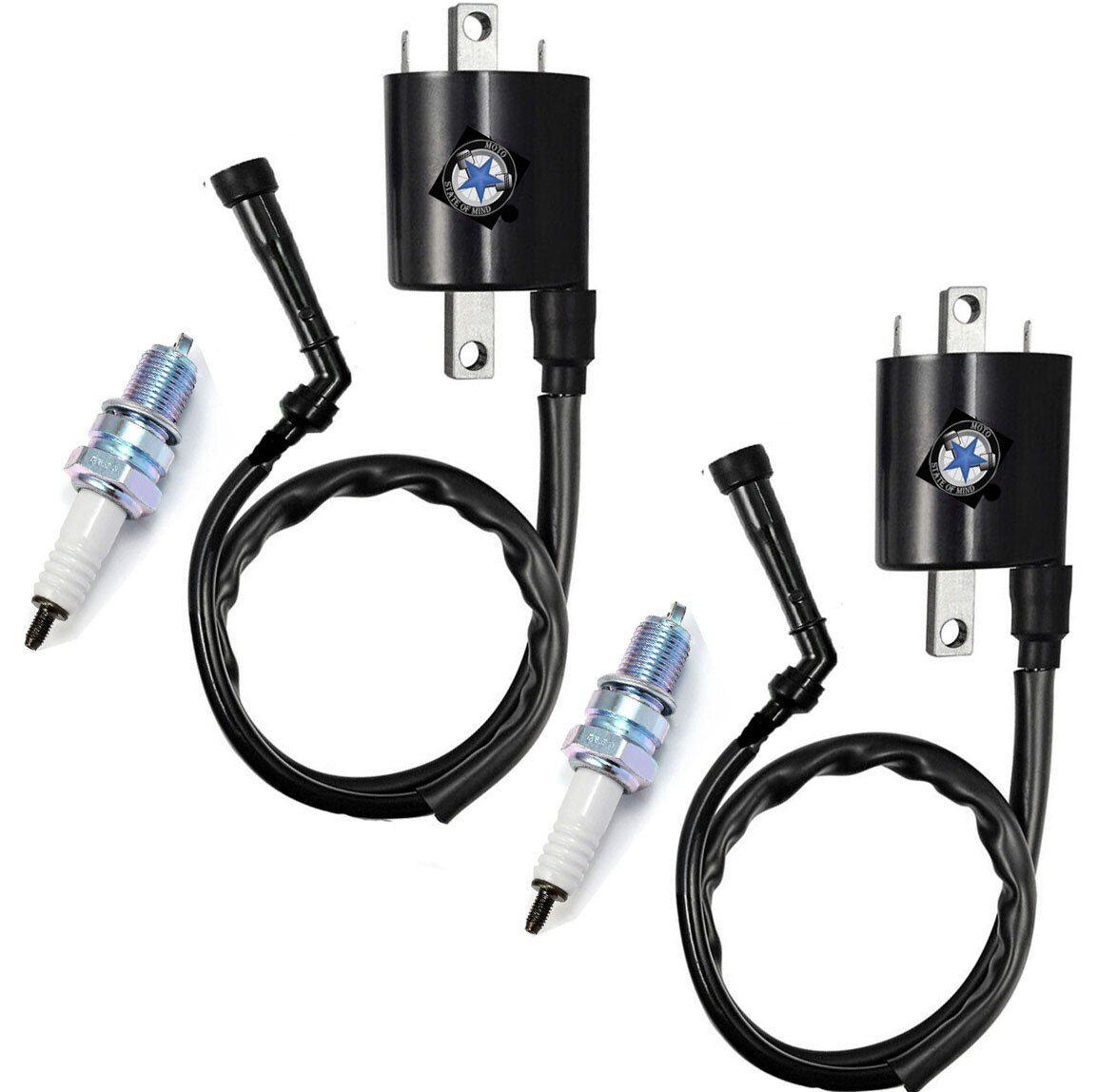 chie 2 SET Ignition Coil & Spark Plug For Yamaha V Star 650 XVS650 1998