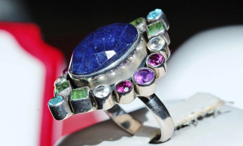 Anillo Nicky Butler plata de ley 925 talla 6 11,70ct lapislázuli multi piedras preciosas 10,7gr Foto 4 de 4