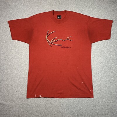 Vintage Karl Kani Jeans T-shirt Adult Size XL Short Sleeve Red Hip Hop USA 