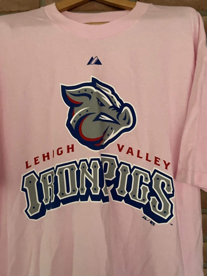 Lehigh Valley Iron Pigs MILB Majestic Manga Corta Rosa Talla XL Carm #33 Foto 3 de 4