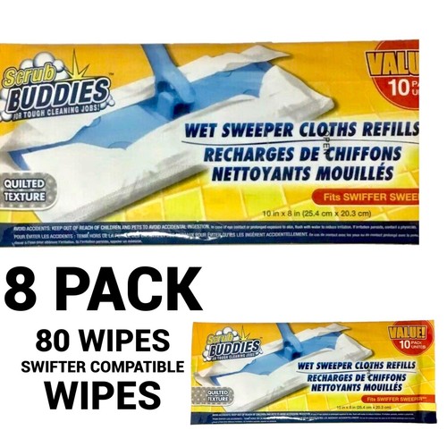 8 Pack (80 Wipes) Swiffer Compatible Wet Mop Refills Quilted Texture Floor Wipes eBay