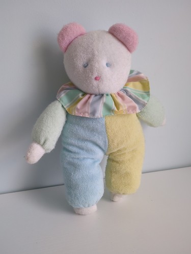 Peluche Eden Vintage Ours Pastel Bébé Tissu Éponge avec Col Volants Rayé 12" - Photo 5/10