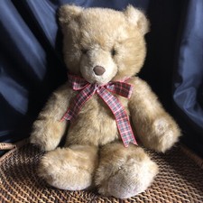 Vintage Lemonwood Asia Teddy Bear Plush w/ Plaid Bow Stuffed Animal 14" Toy
