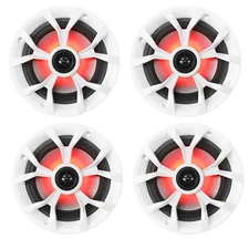 (4) Rockville RKL65MBW 6.5" 700w Marine Boat Speakers w/LED+Black/White Grilles