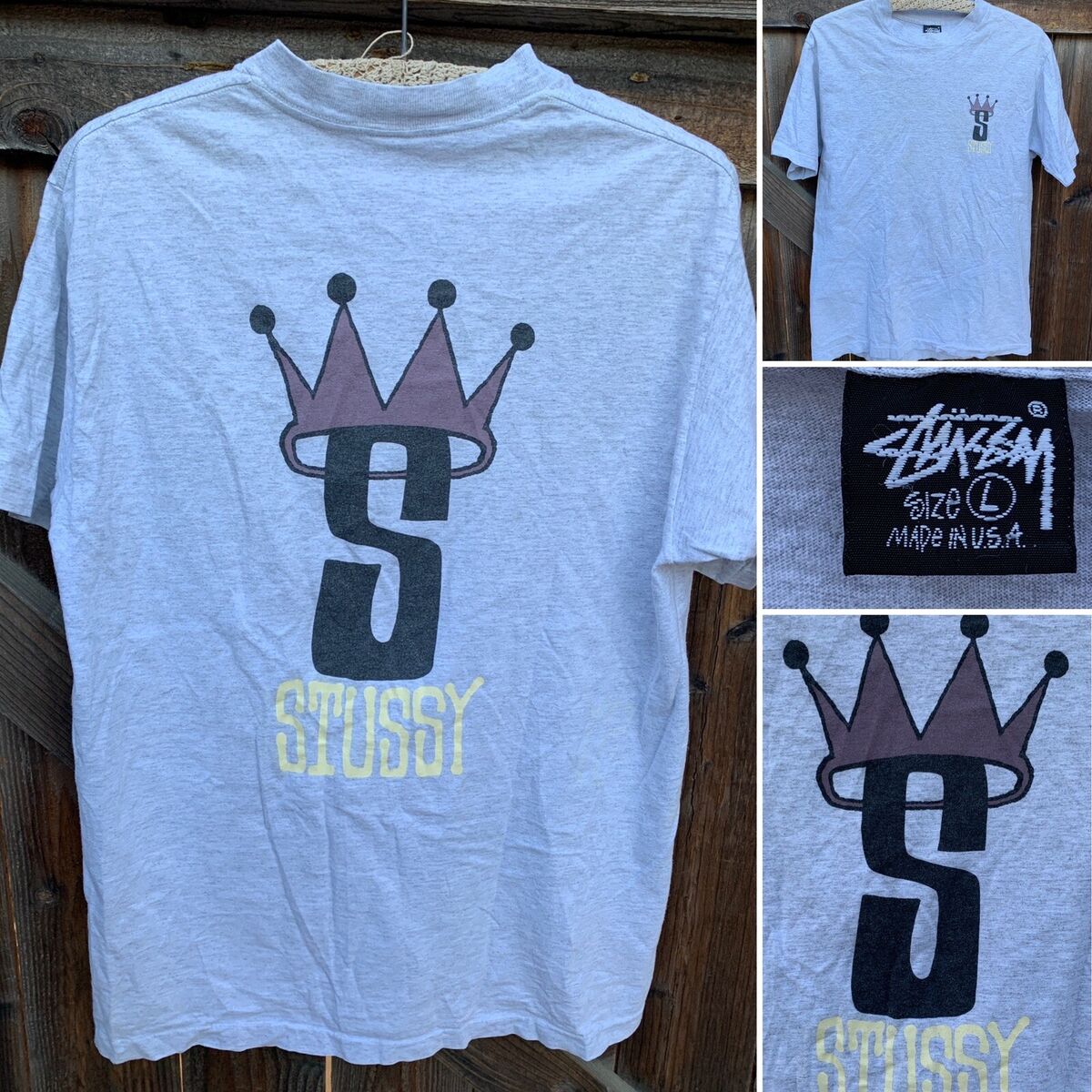 Vintage Stussy T Shirt Graphic Crown Logo Spell Out Surf Vintage Stussy T Shirt Graphic Crown Logo Spell Out Surf