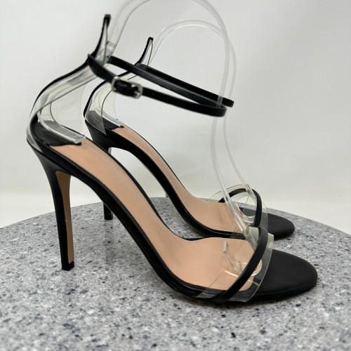 Tony Bianco Heels Womens 8.5 Black Leather Clear Straps Stilettos Houston Shoes - Picture 3 of 22