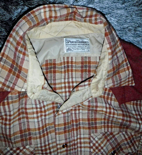 PENDLETON HIGH GRADE WESTERN WEAR VINTAGE WOOL SHIRT SIZE LARGE - Picture 2 of 7