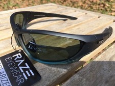 RAZE Eyewear Sunglasses Predator Polarized Matte Flat Black Teal Green Lens