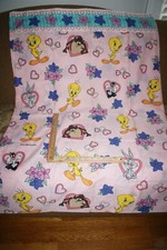 Vtg Pink Flower 1996 Warner Bros Looney Tunes Twin Flat Fitted Sheets Fast Ship