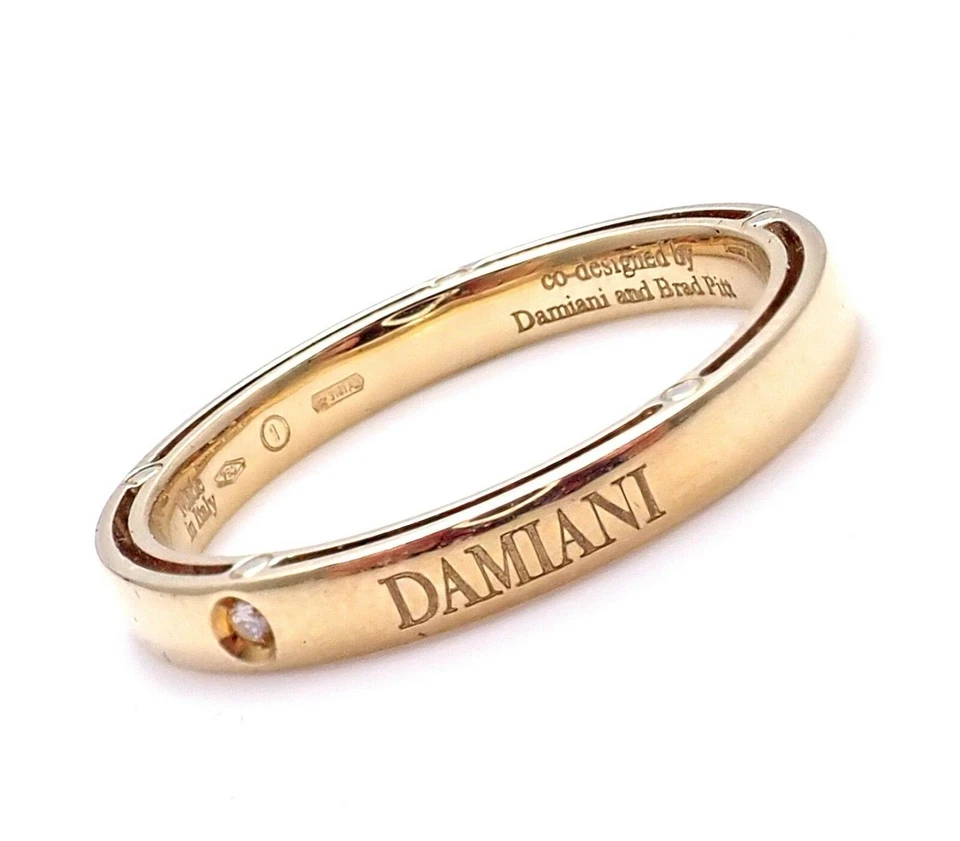 ¡Nuevo! Auténtico Anillo Damiani Brad Pitt Oro Amarillo 18k Diamante 3mm Banda Talla 10.5 Foto 4 de 4