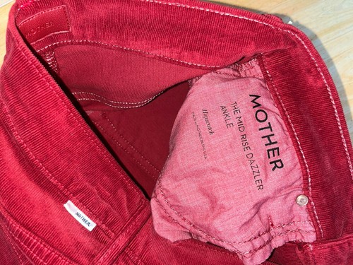 NWT MOTHER THE MIDRISE DAZZLER ANKLE Straight Slim Jeans Garnet Red Cords-25 1 - Picture 9 of 12