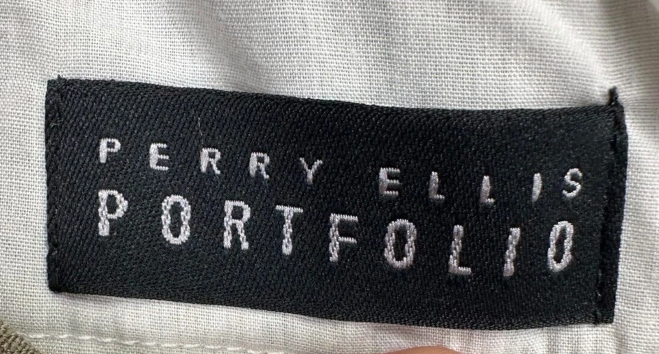 Pantalones Cortos Perry Ellis Para Hombres 40 Portafolio Marrón Mezcla de Lino Informales Plisados Bolsillos Foto 4 de 4