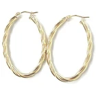 9ct Gold Oval Earrings Twisted Hoops Hallmarked 2.3g Snap close