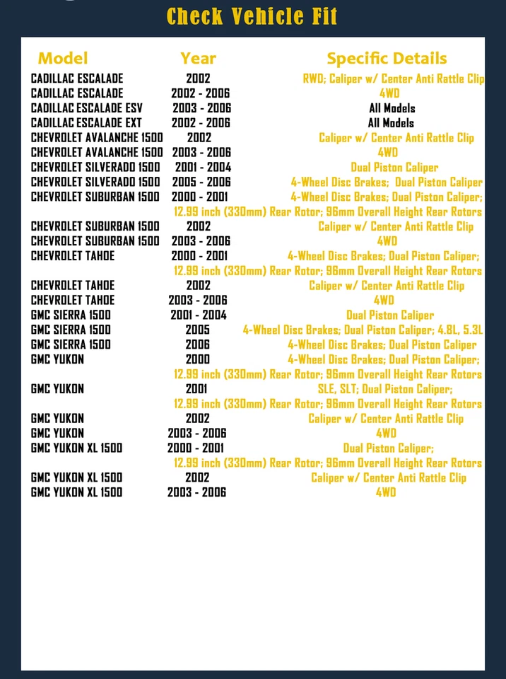 Pastillas de rotores de freno delanteros traseros aptas para frenos perforados Cadillac Escalade ESV EXT Foto 2 de 4