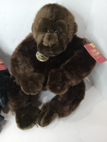 Menge zwei Plüsch Gorillas Vintage 90er braun und schwarz Joyable Kuscheltier mit Etikett - Bild 3 von 9