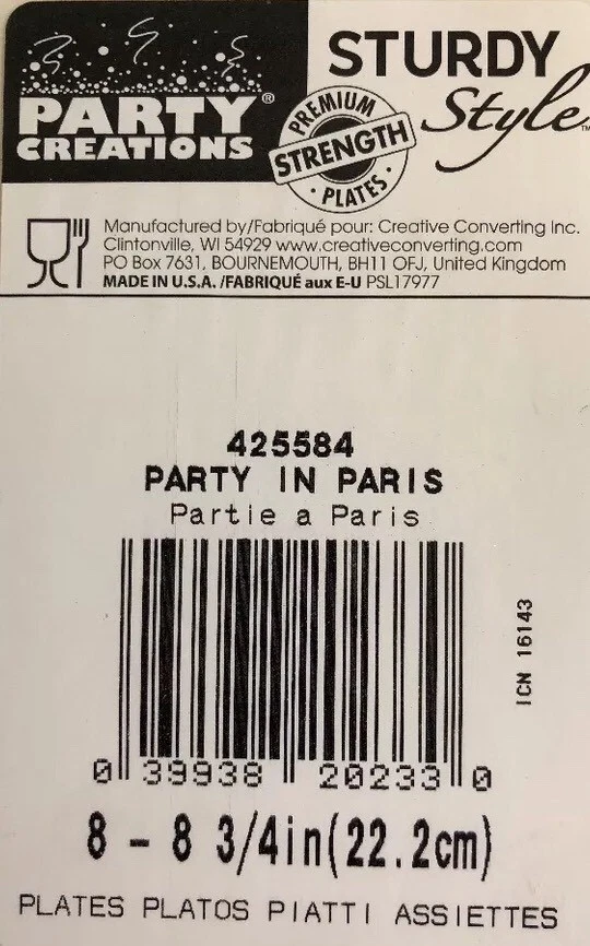 Paris Birthday Party Luncheon Plates Eiffel Tower Pink Poodle Beret Dots 8pack - Image 4 of 4