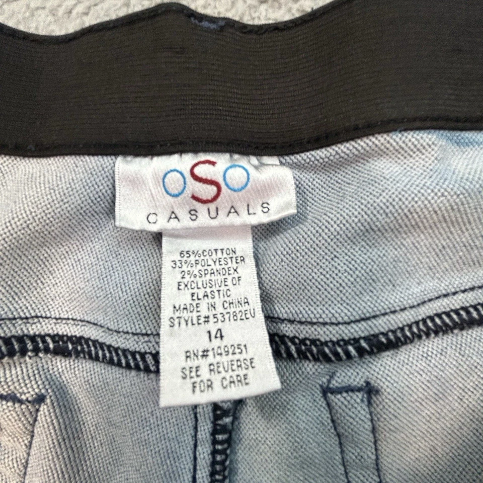 Pantalones de mezclilla OSO informales para mujer 14 azul corte bota cintura elástica Foto 3 de 4