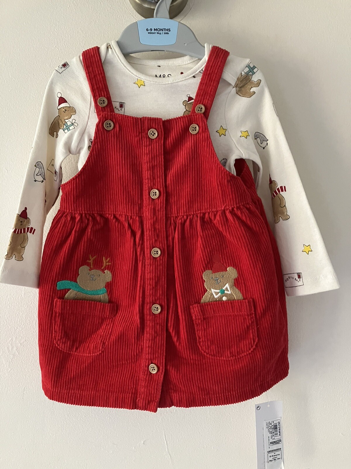 M&S Baby Girls Christmas Outfit, 69 Months, BNWT, Dress, Tights