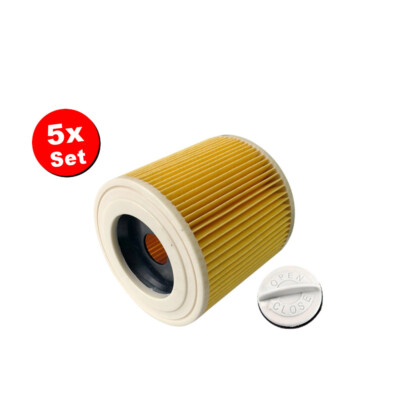 5x Patronen-Filter Rund für Kärcher NT 38/1 Classic WD 2.400 M WD 3 Car Kit