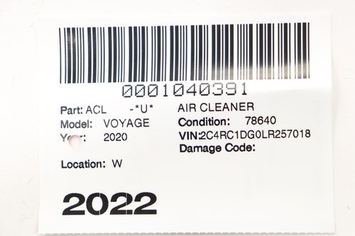 2020 - 2025 CHRYSLER VOYAGER AIR CLEANER HOUSING COMPLETE BOX OEM 68188641AB - Imagen 11 de 11