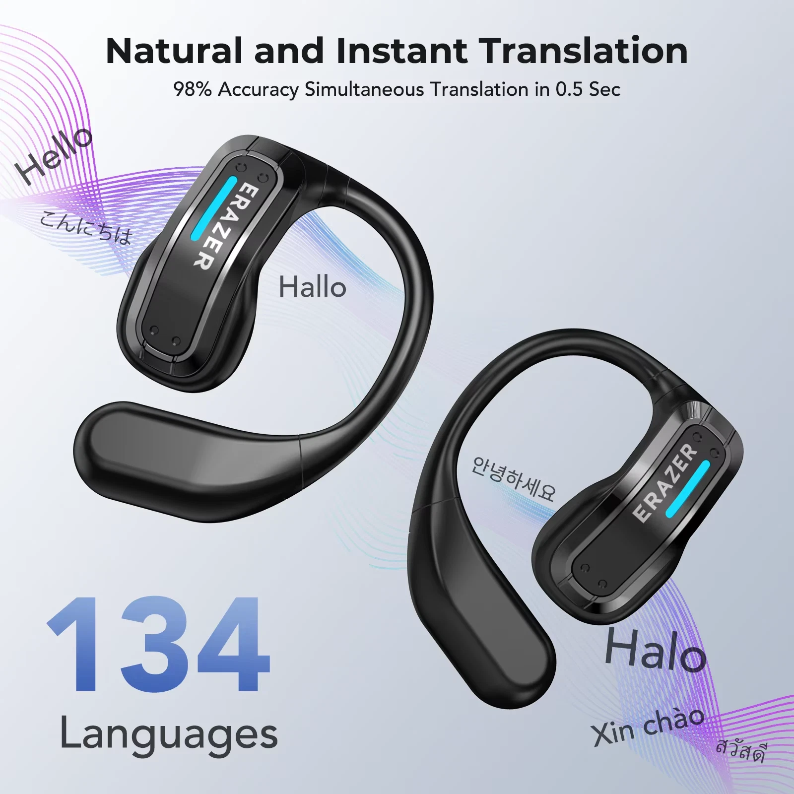 X8 AI Translator Earbuds Gaming Bluetooth 5.4 Wireless Headphones Low Latency HD