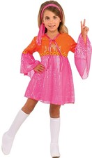 60's Go-Go Girl Groovy Dancer Hippie Pink Fancy Dress Halloween Child Costume