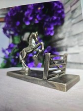 Vintage From 1960, Miniature Seba Silver-Plated Horse Jumping A Gate Desk