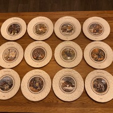 12x Full Set Coalport Christmas Decorative Collectors Plates, Bone China, 9" Dia