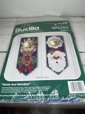 Bucilla 82200 Santa Reindeer Doorknob Covers Christmas Felt Bead Sequin Kit NOS