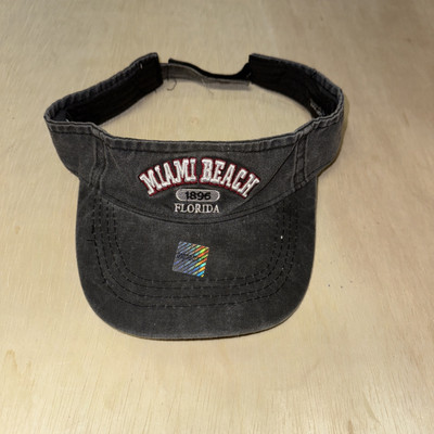 Miami Beach Black Denim Visor Hat