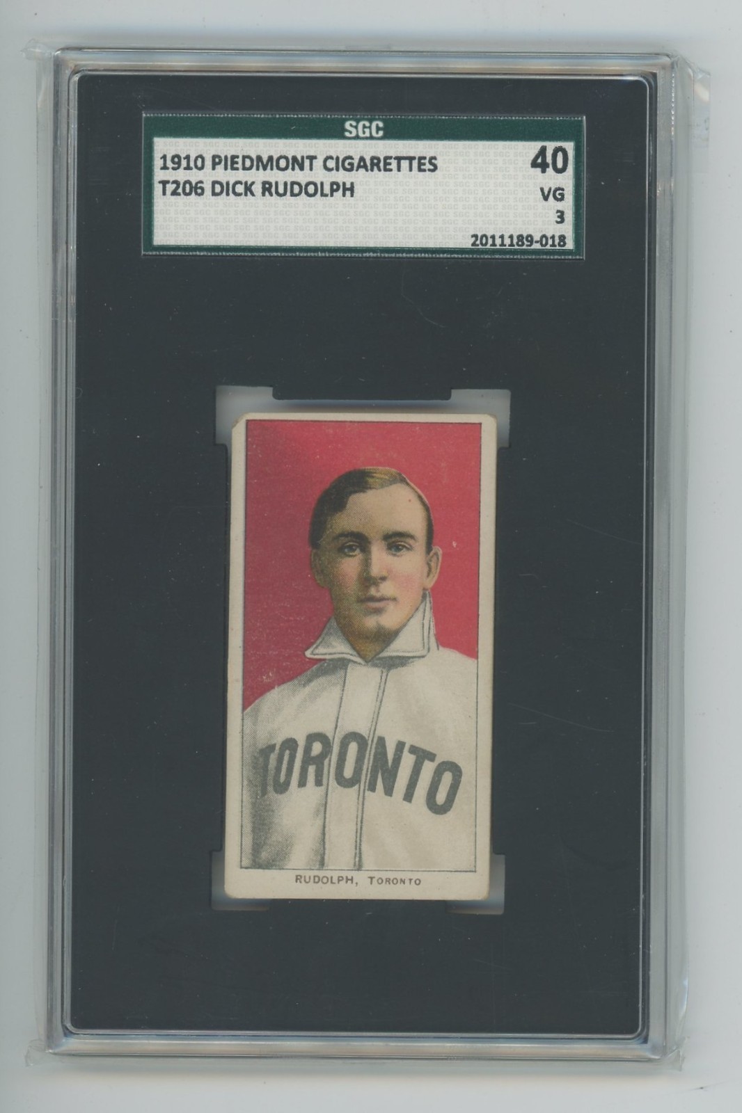 1910 Piedmont Cigarettes T206 Baseball Dick Rudolph SGC 3 Toronto 