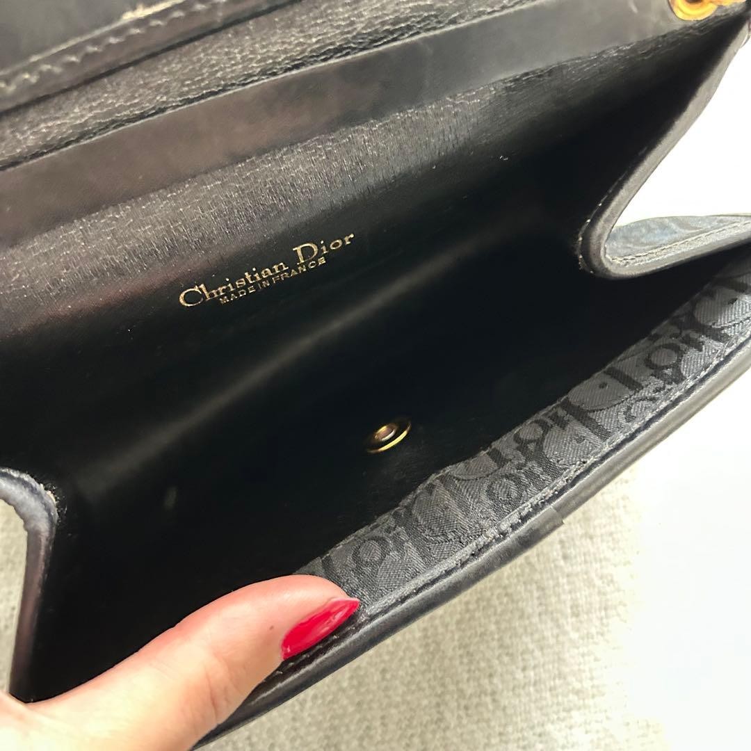 Christian Dior Shoulder Bag Canvas Metal Black Gold Women's From Japan Authentic thumbnail 18