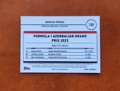 2024 Formula 1 Topps Chrome Sergio Perez #148 Black & White RayWave Refractor  - Bild 2 von 2