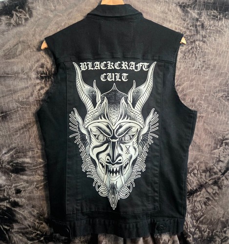 Blackcraft Cult Denim Vest M Black Gothic Devil Back Patch Pentagram