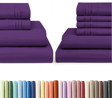 Luxury Purple Cal King Bed Sheets Set - 4 6 Piece Collection
