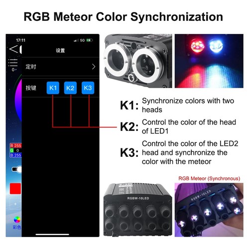 Sternenhimmel Auto Glasfaser Licht Meteor Twinkle 750 RGB LED Fiber Optic App 3M - Bild 9 von 24