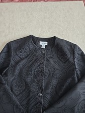 Alfred Dunner 6 Button Black Holiday Etched Design Party Blazer Jacket Size 10