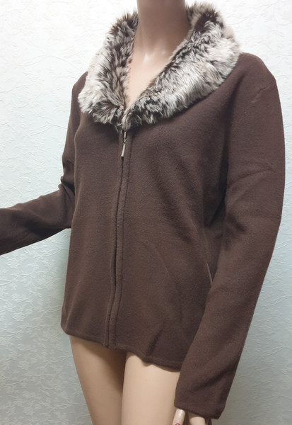SIZE-16, BEST Exclusive Knit Brown Cardigan.