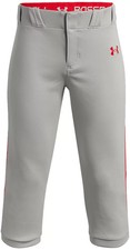 Under Armour Baseball Utility Pro Gray, Red Piped Knicker Pants Size: Mens XL