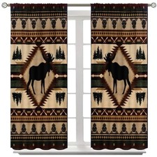 Rustic Cabin Curtains,Vintage Farmhouse 21"W x 45"L Pack of 2 Multicolor-2