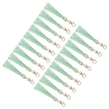 18pcs PU Leather Tassels 5.9" CRAFTS Keychain Charm Lobster Swivel Light Green